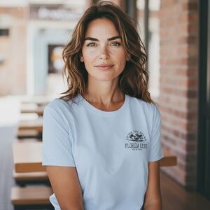 Ladies Light Blue Classic Florida Keys Short Sleeve T-Shirt Size XL